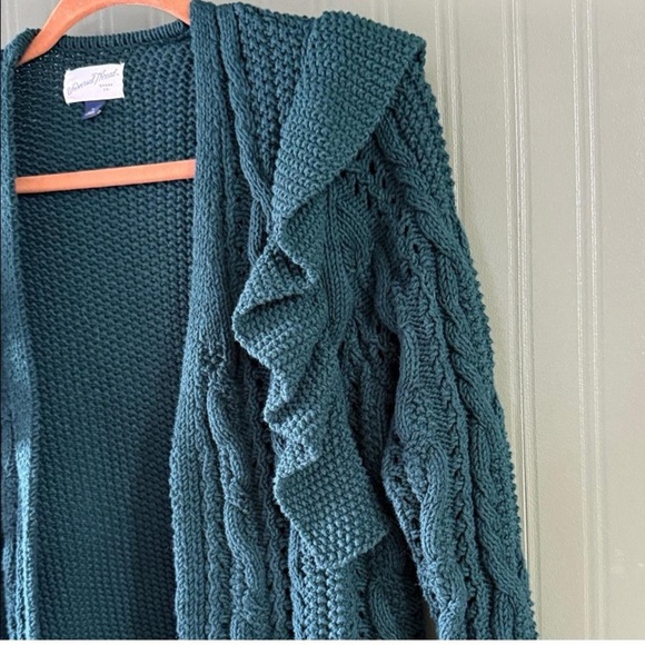 Universal Threads cute green knit‎ open cardigan with ruffles xs - Picture 2 of 7
